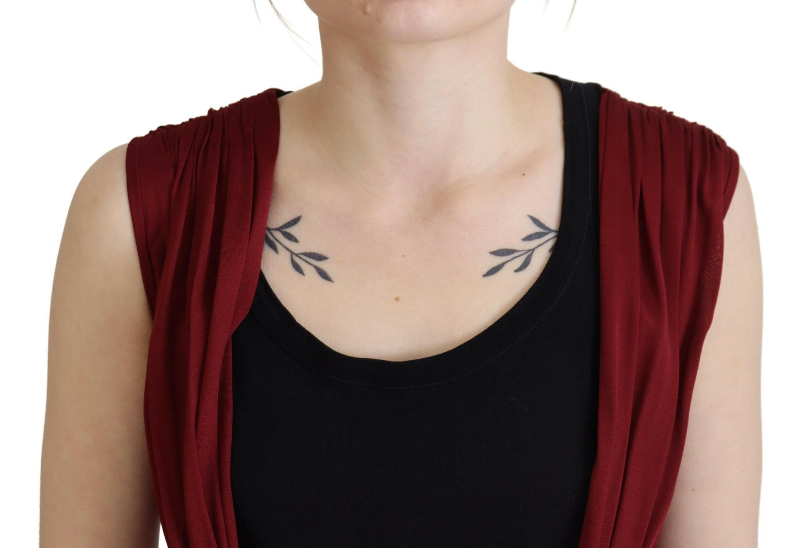 Dolce & Gabbana Bordeaux Silk Stretch Top Vest Blouse.