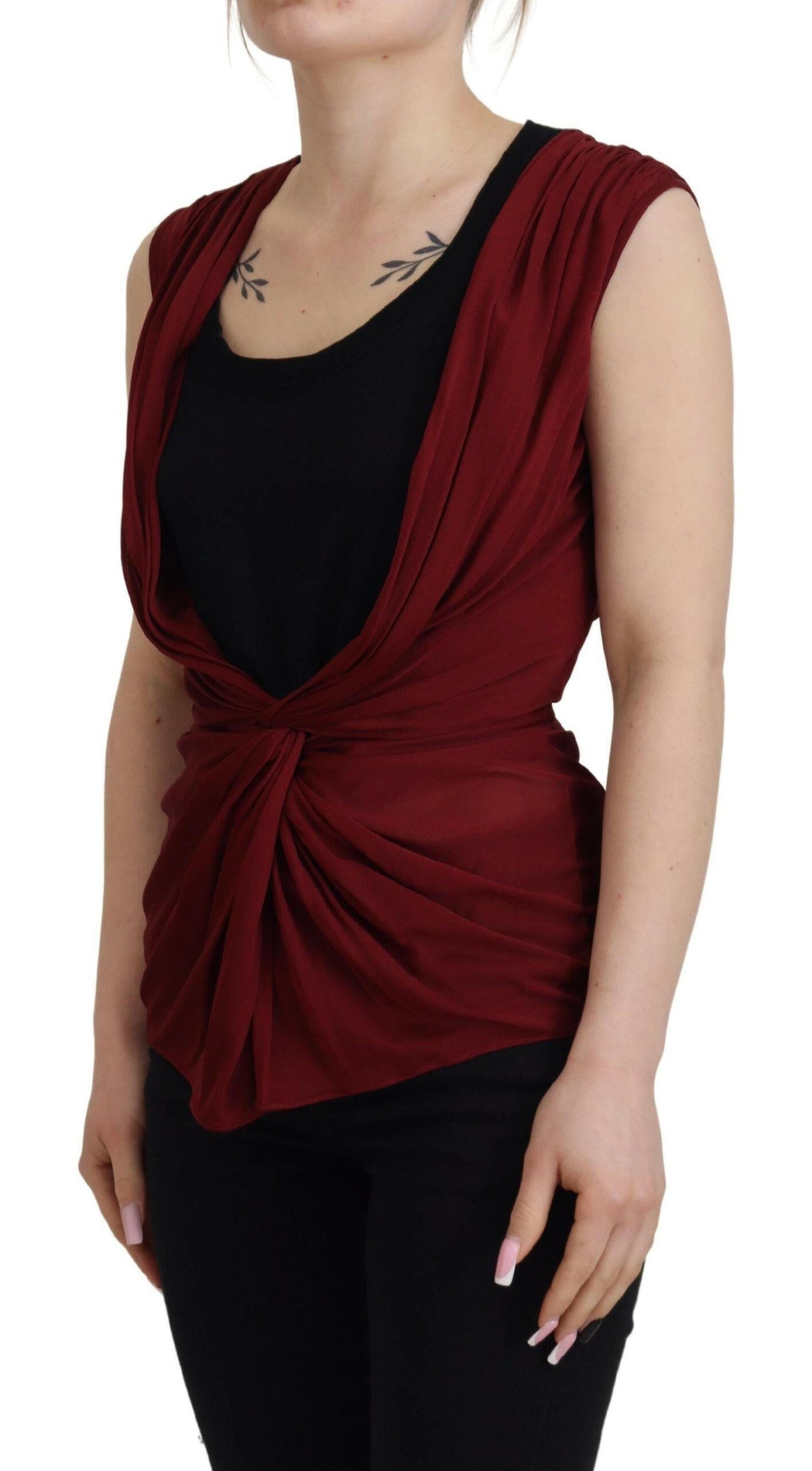 Dolce & Gabbana Bordeaux Silk Stretch Top Vest Blouse.