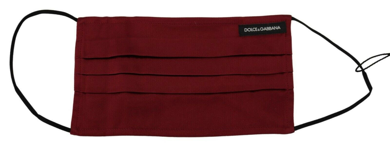 Dolce & Gabbana Maroon Silk Pleated Elastic Ear Strap One Size Face Mask.