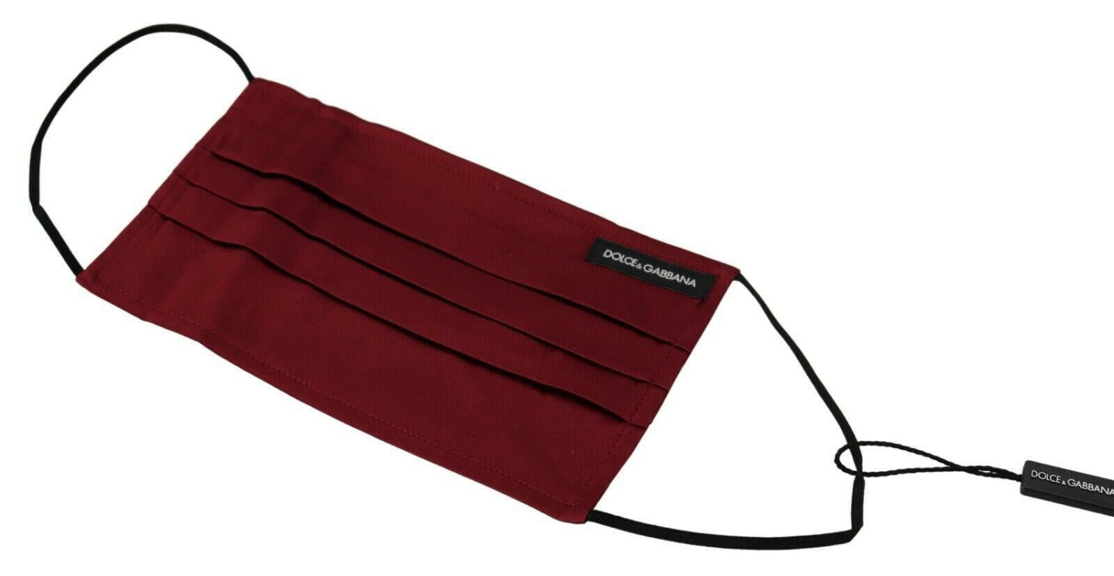 Dolce & Gabbana Maroon Silk Pleated Elastic Ear Strap One Size Face Mask.