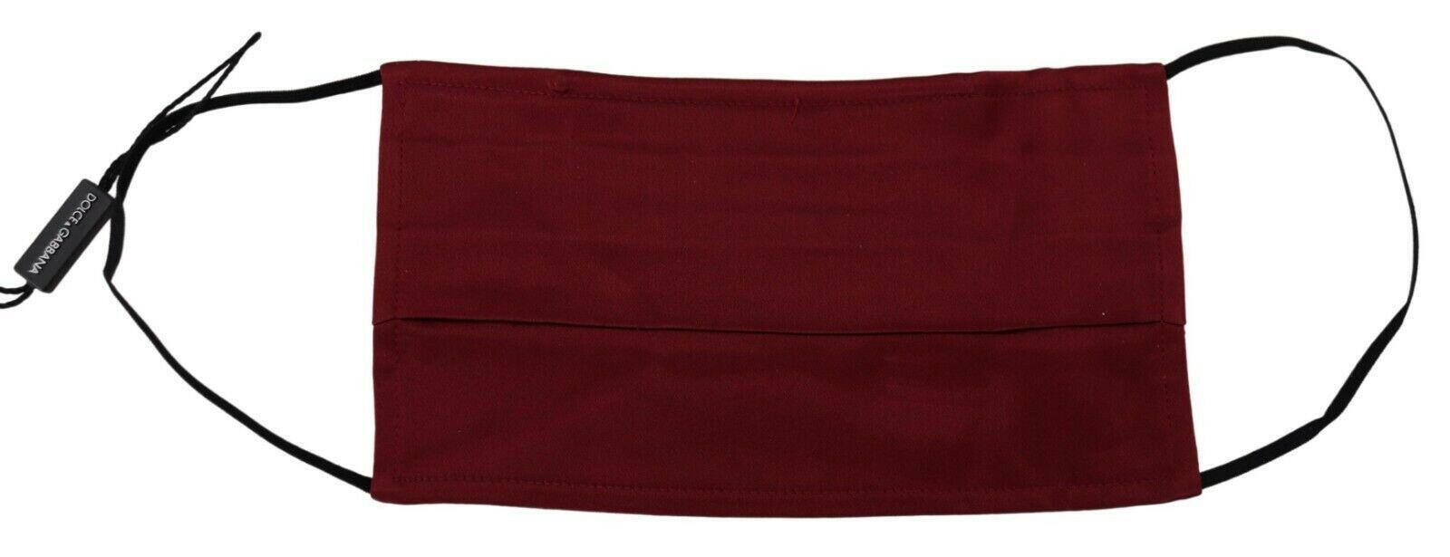 Dolce & Gabbana Maroon Silk Pleated Elastic Ear Strap One Size Face Mask.