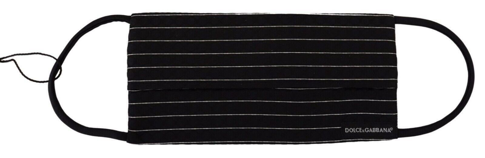 Dolce & Gabbana Black White Stripes Elastic Ear Strap One Size Face Mask.