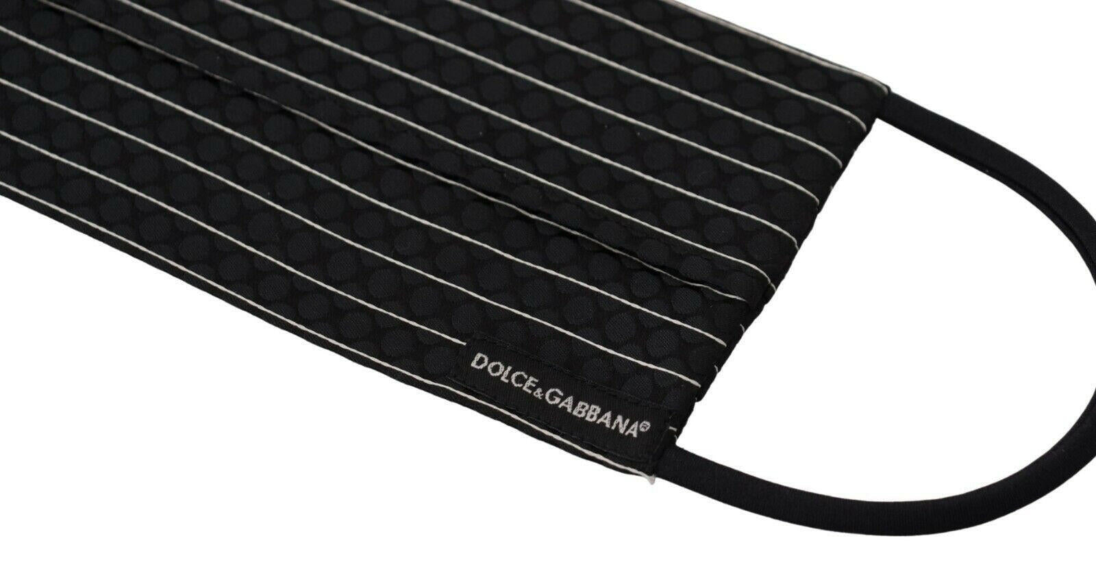 Dolce & Gabbana Black White Stripes Elastic Ear Strap One Size Face Mask.