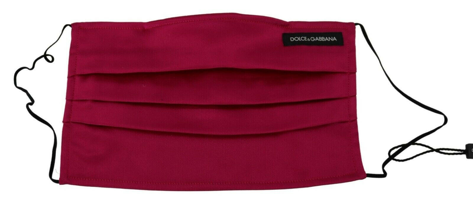 Dolce & Gabbana Maroon Silk Pleated Elastic Ear Strap One Size Face Mask.