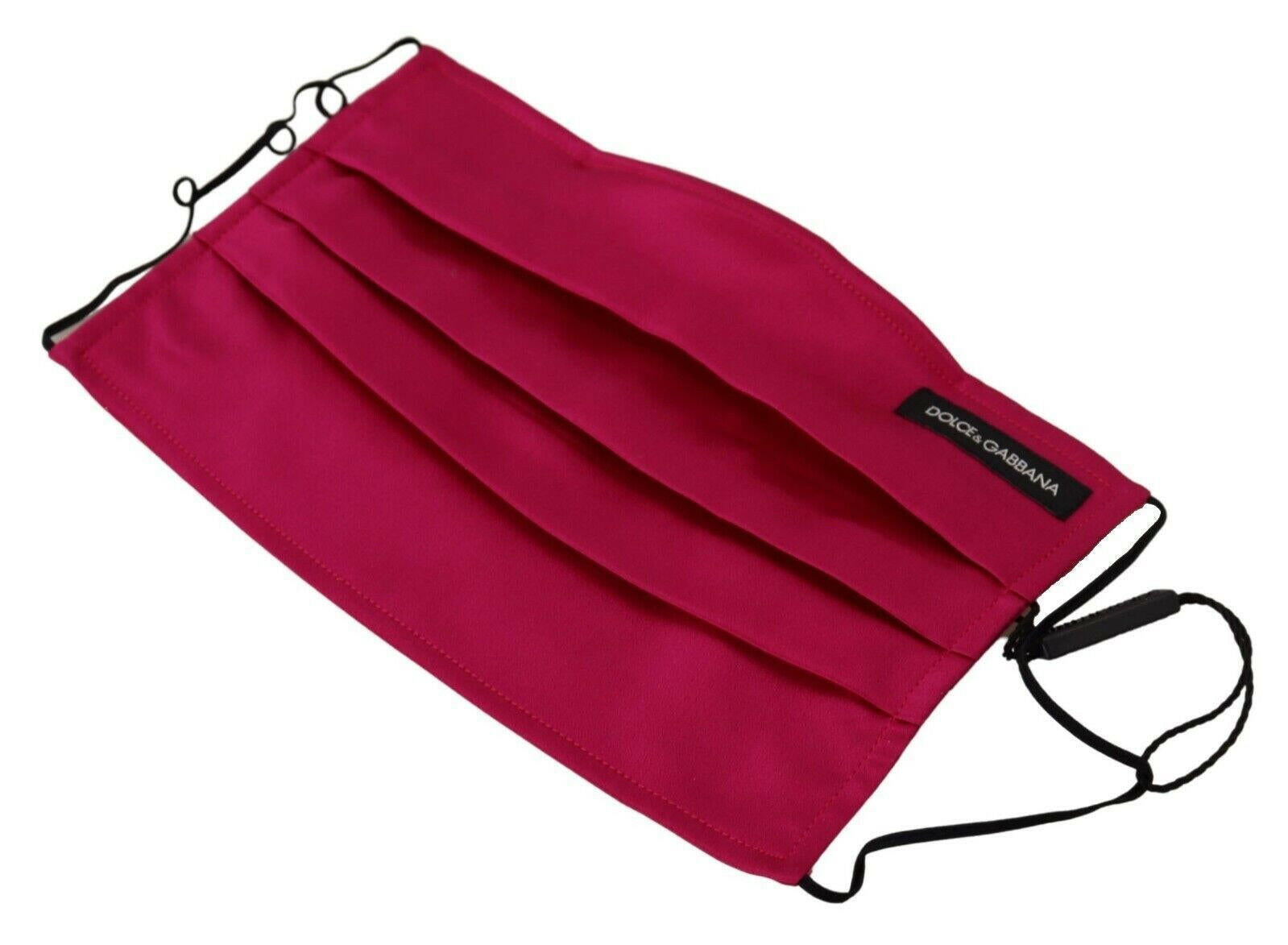 Dolce & Gabbana Maroon Silk Pleated Elastic Ear Strap One Size Face Mask.