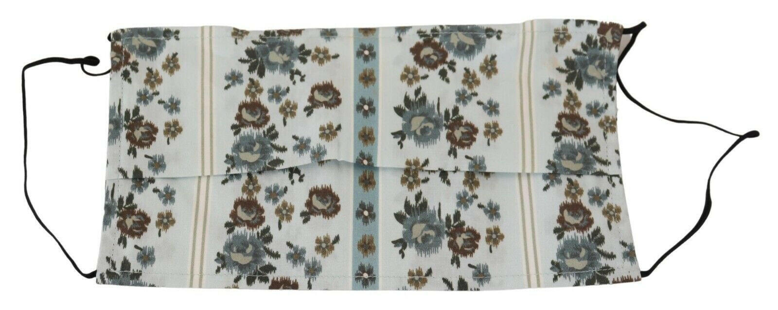 Dolce & Gabbana White Floral Cotton Pleated Elastic Ear Strap Face Mask.