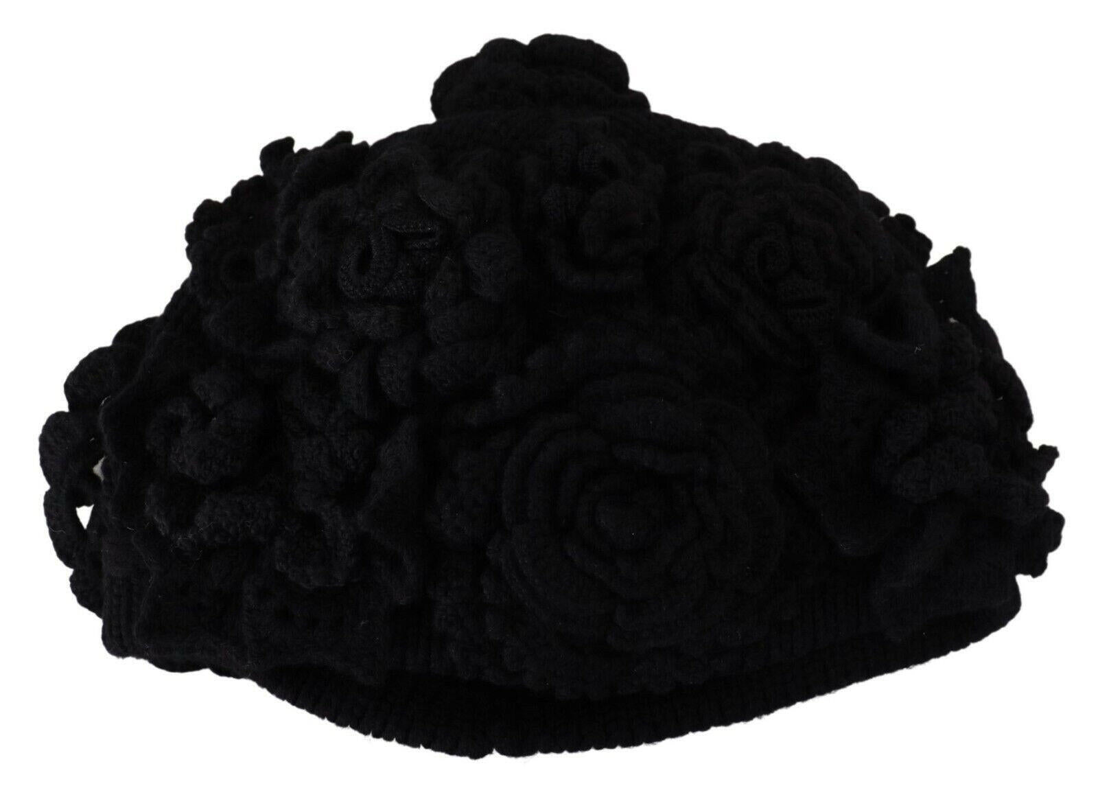 Dolce & Gabbana Black Wool Knit Winter Beanie Hat.