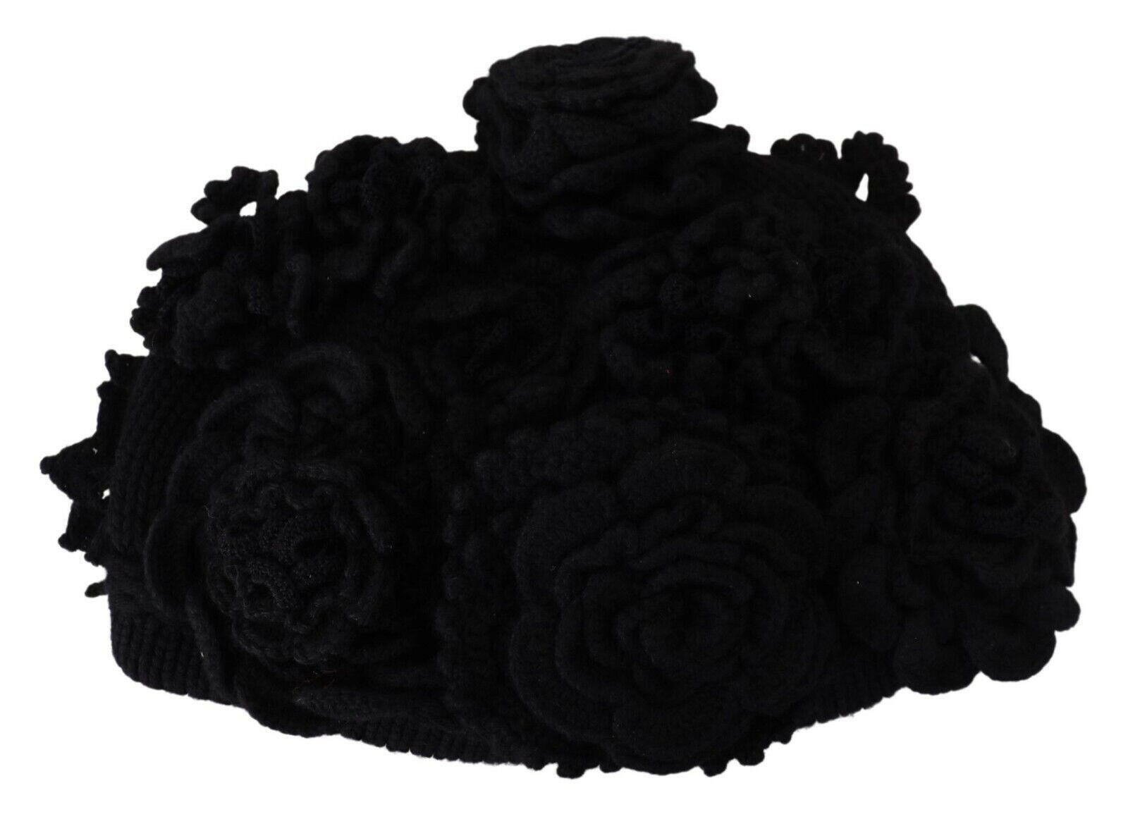 Dolce & Gabbana Black Wool Knit Winter Beanie Hat.