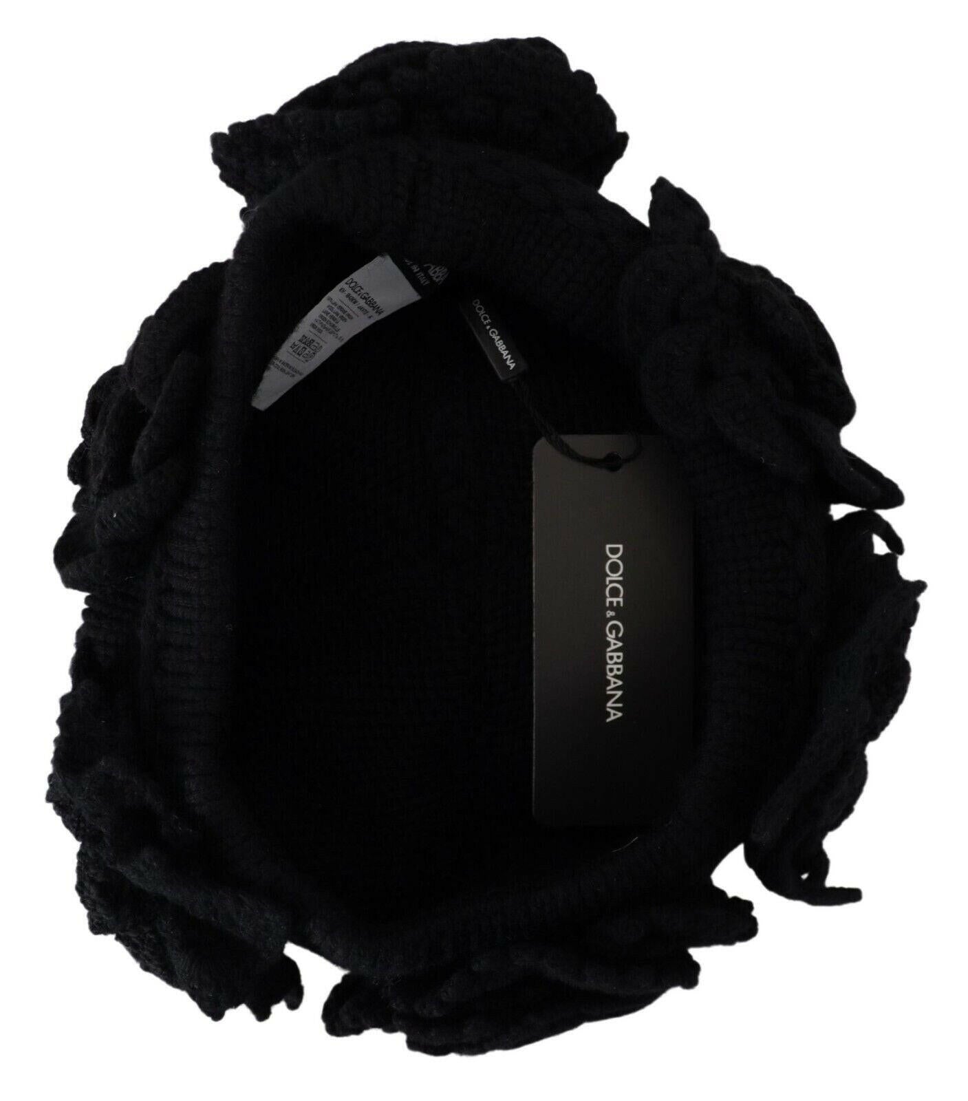 Dolce & Gabbana Black Wool Knit Winter Beanie Hat.