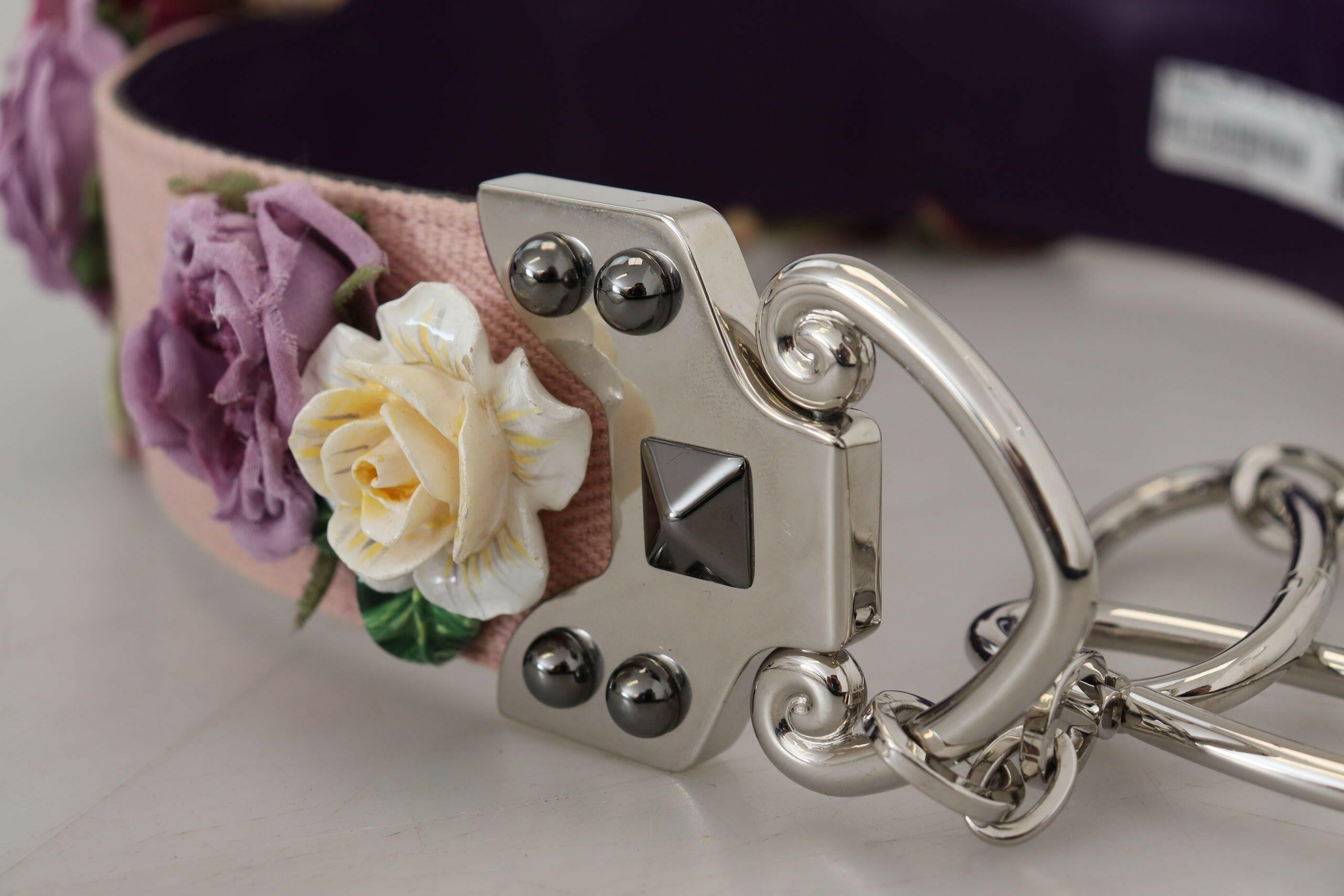 Dolce & Gabbana Multicolor Floral Appliques Metal Shoulder Strap.