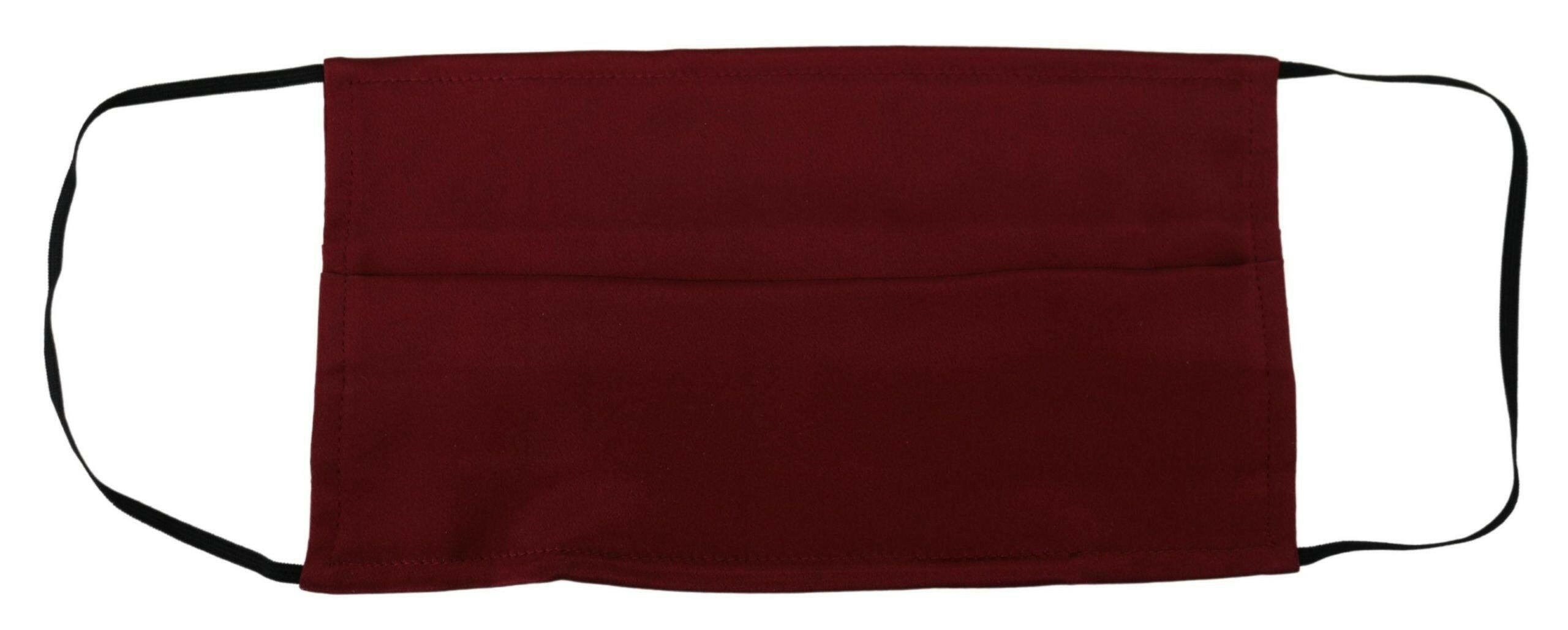 Dolce & Gabbana Maroon Silk Pleated Elastic Ear Strap One Size Face Mask.