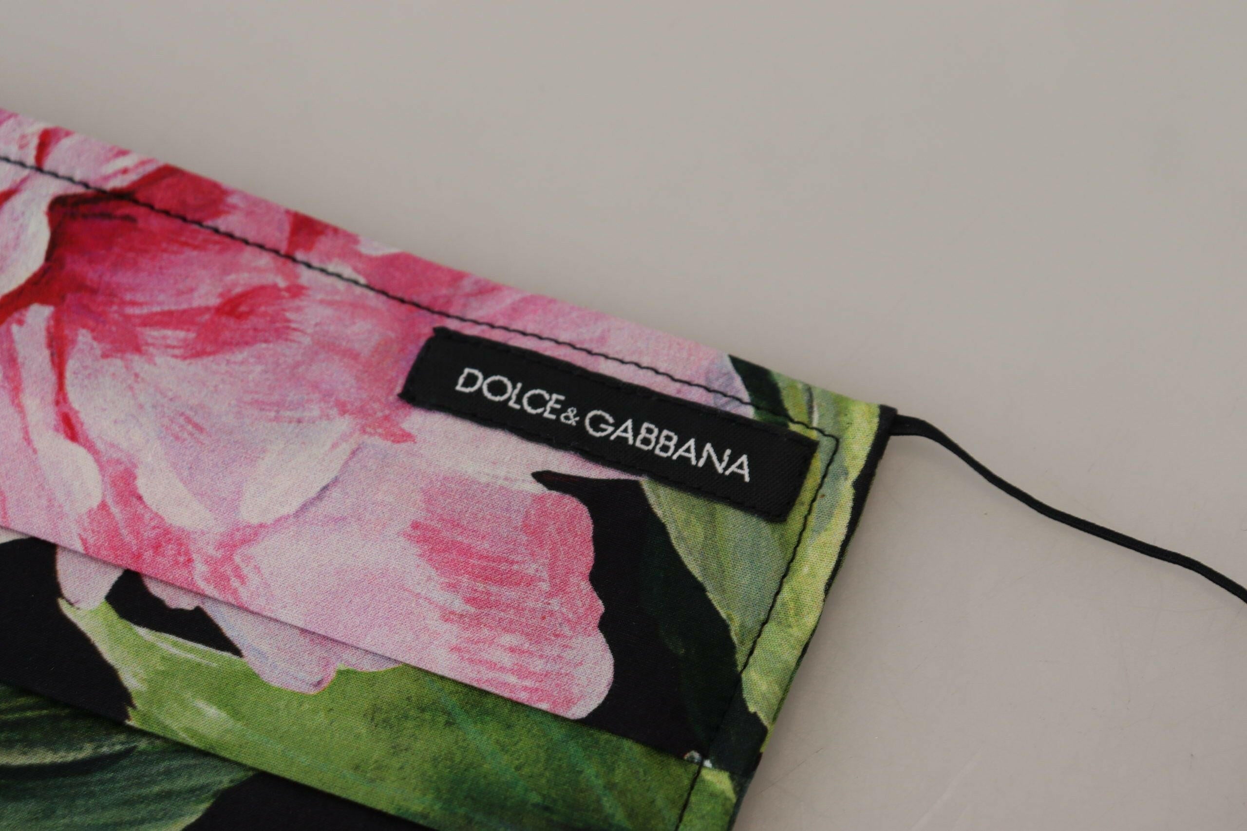 Dolce & Gabbana Black Floral Pleated Elastic Ear Strap Face Mask.