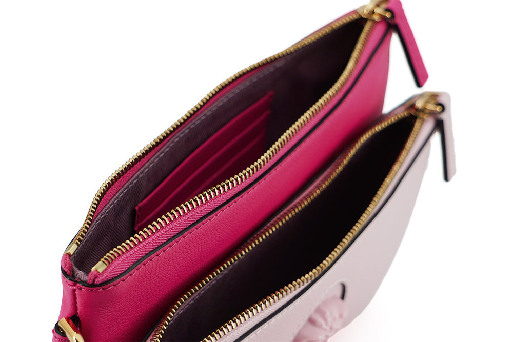 Versace Elegant Pink Leather Pouch Clutch Versace