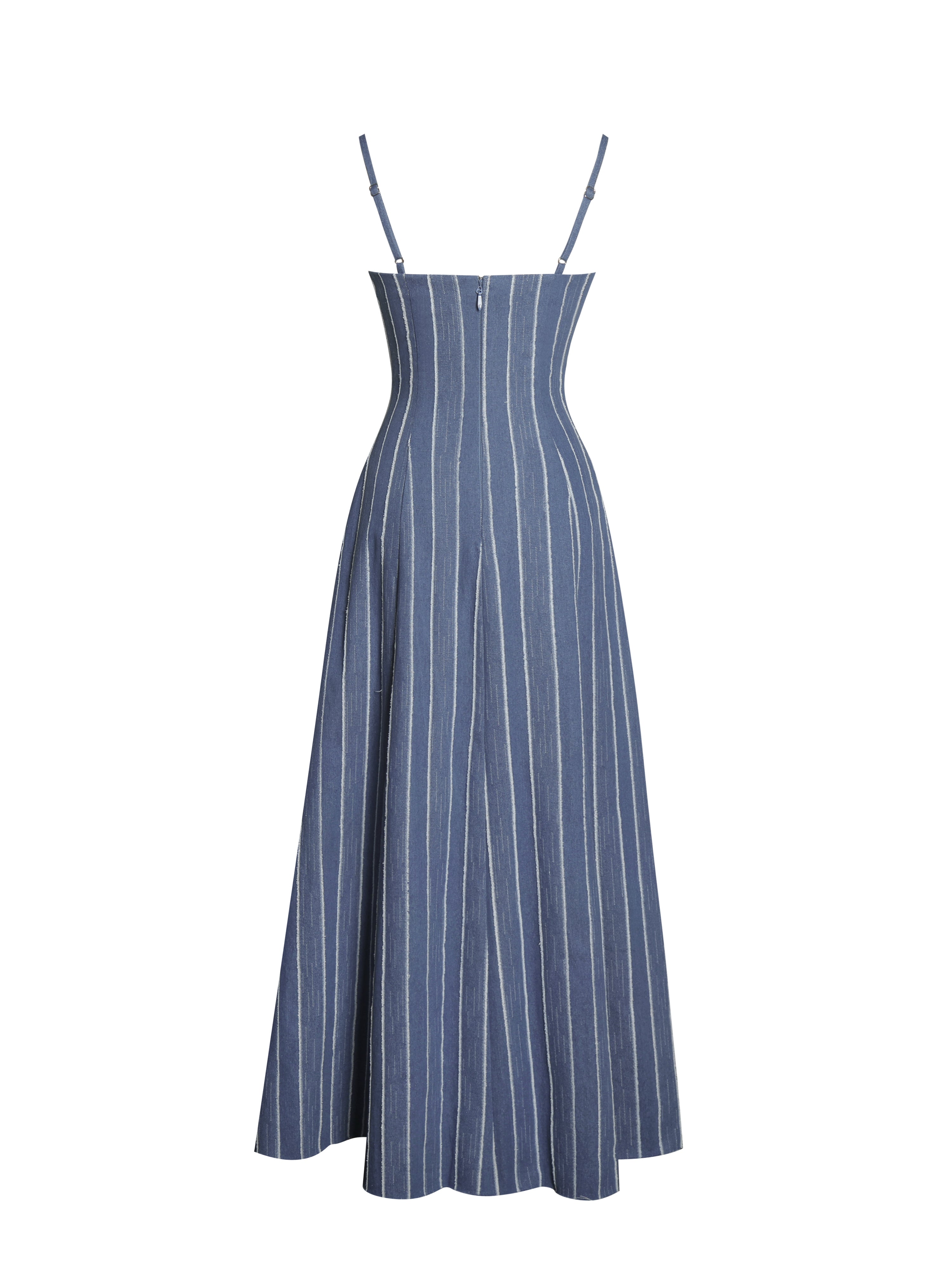 Abygail Stripe Cotton Denim Maxi Dress