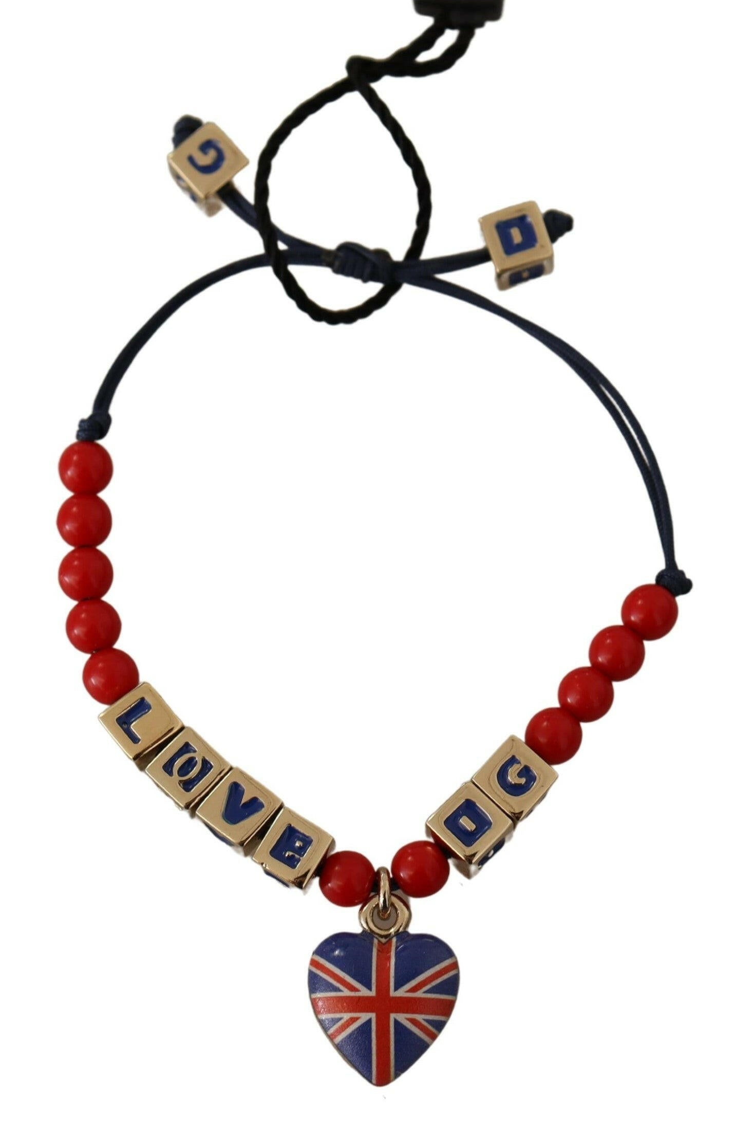 Dolce & Gabbana Red Blue Beaded DG LOVES LONDON Flag Branded Bracelet.
