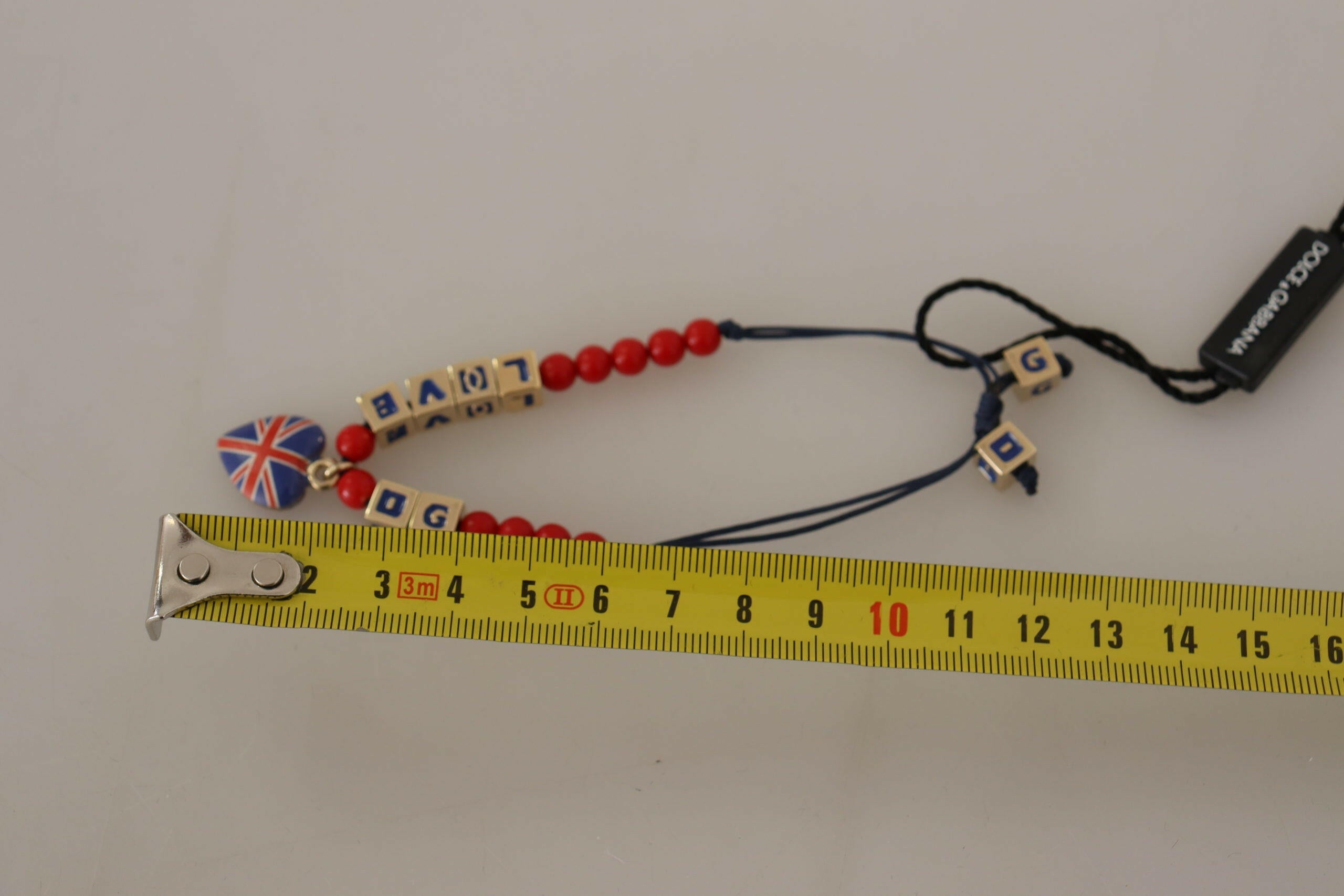Dolce & Gabbana Red Blue Beaded DG LOVES LONDON Flag Branded Bracelet.