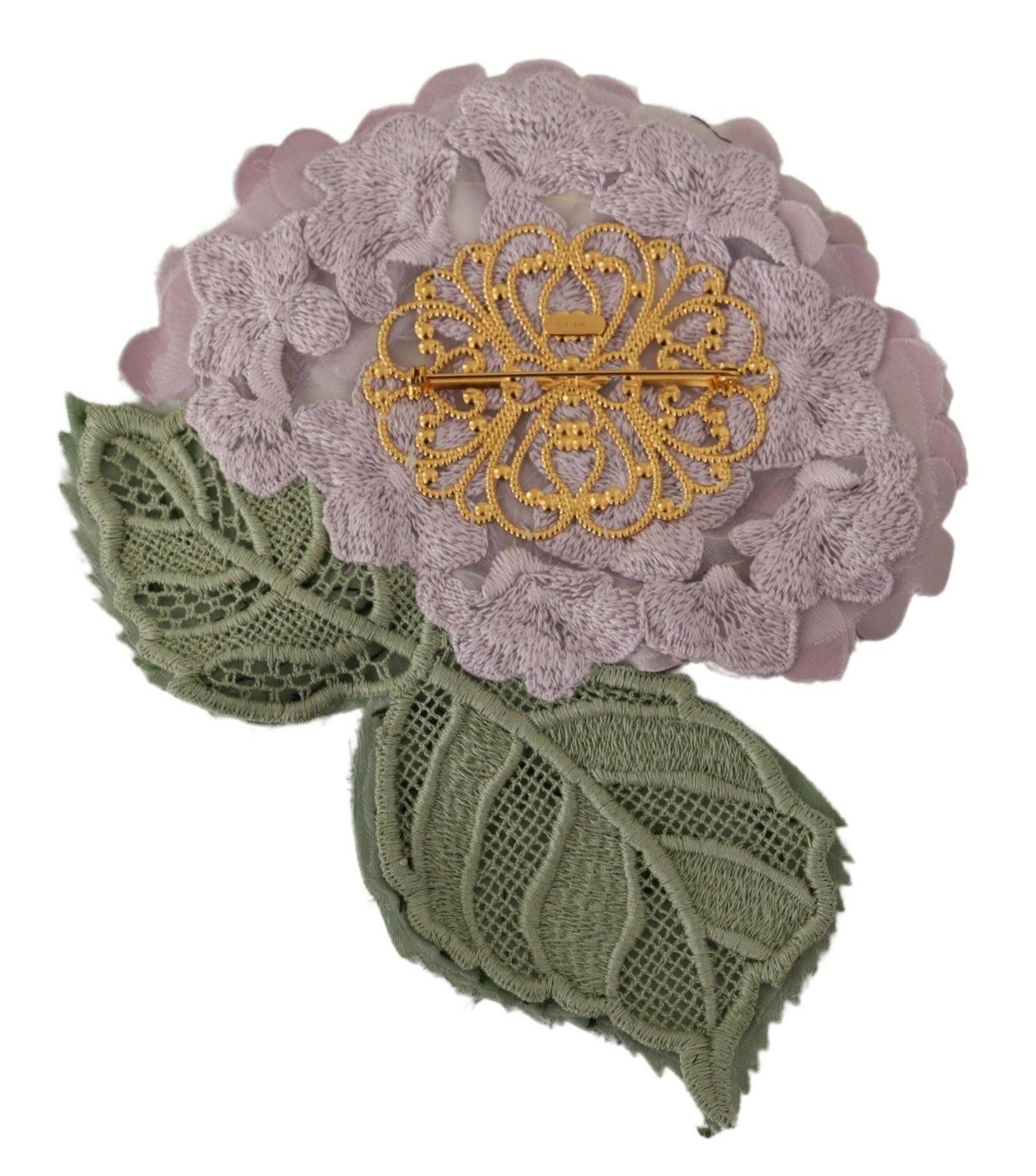 Dolce & Gabbana Purple Floral Gold Tone Brass Women Brooch.
