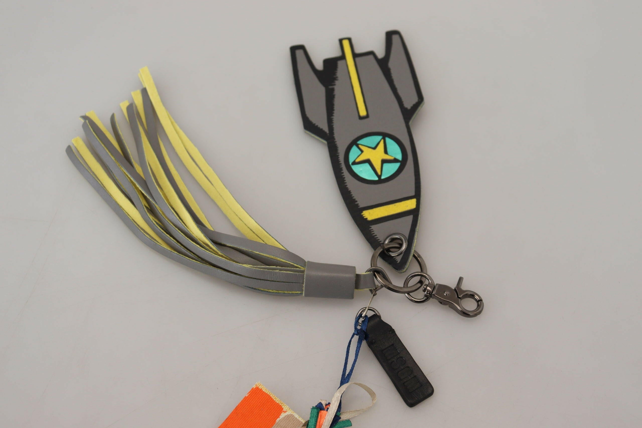 MSGM Multicolor Rocket Ship Silver Tone Metal Keychain.