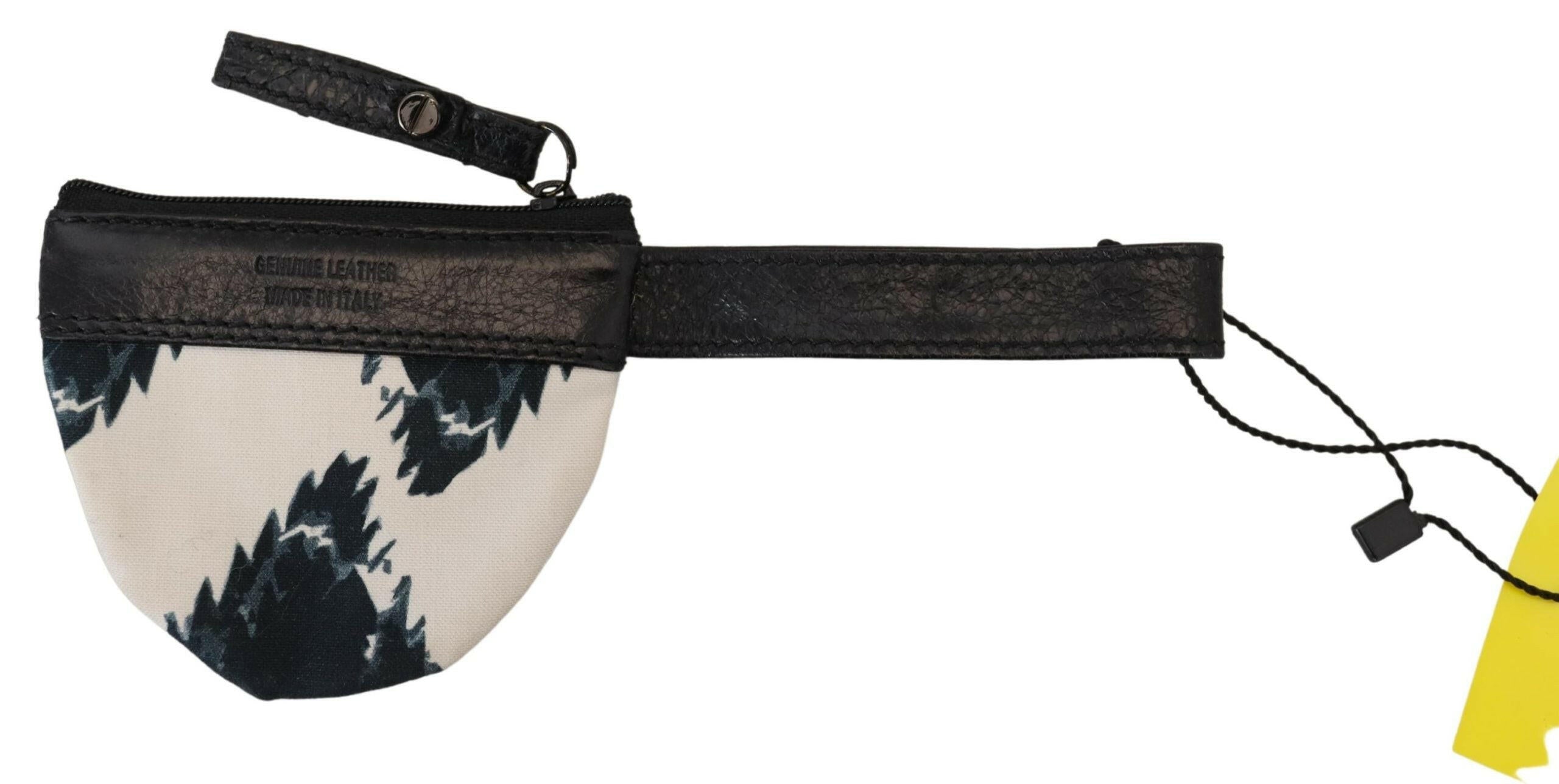 Costume National White Genuine Leather Coin Purse Strap Wallet.