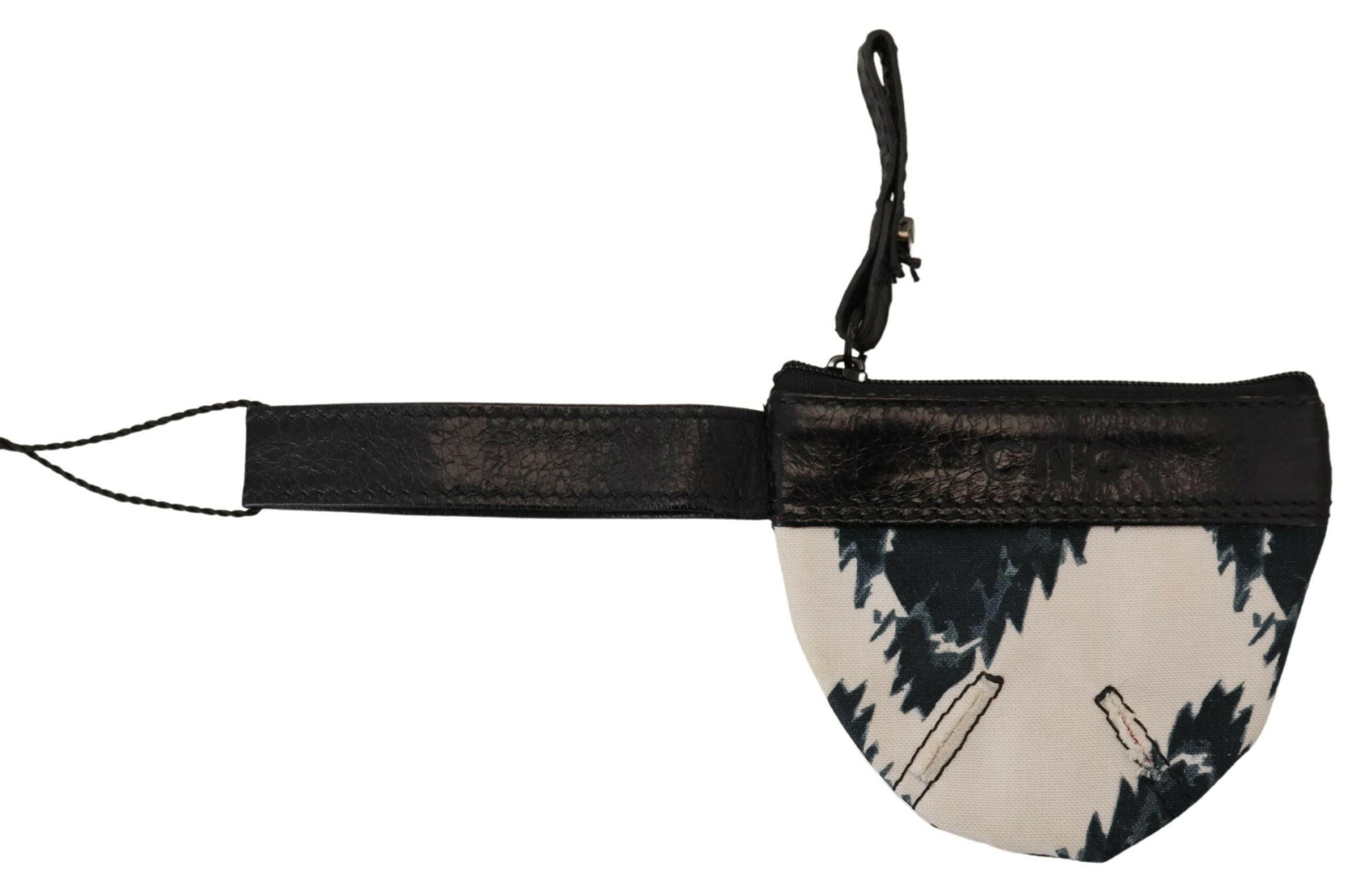 Costume National White Genuine Leather Coin Purse Strap Wallet.