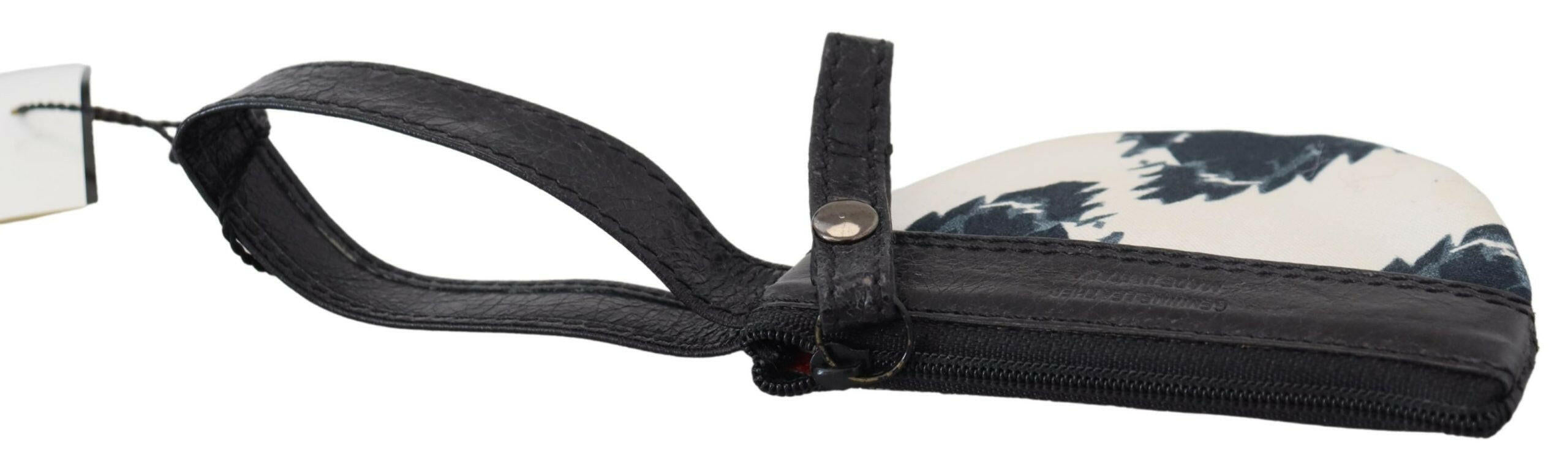 Costume National White Genuine Leather Coin Purse Strap Wallet.