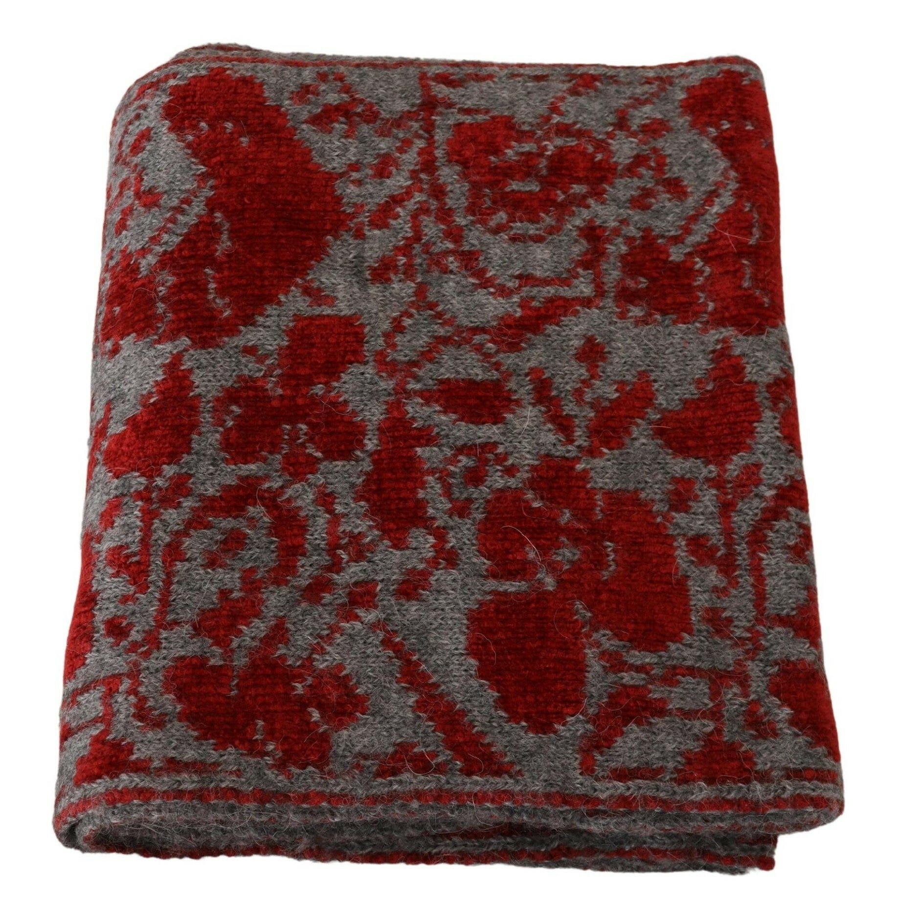 GF Ferre Red Grey Knitted Wrap Warmer Womens Shawl Scarf.