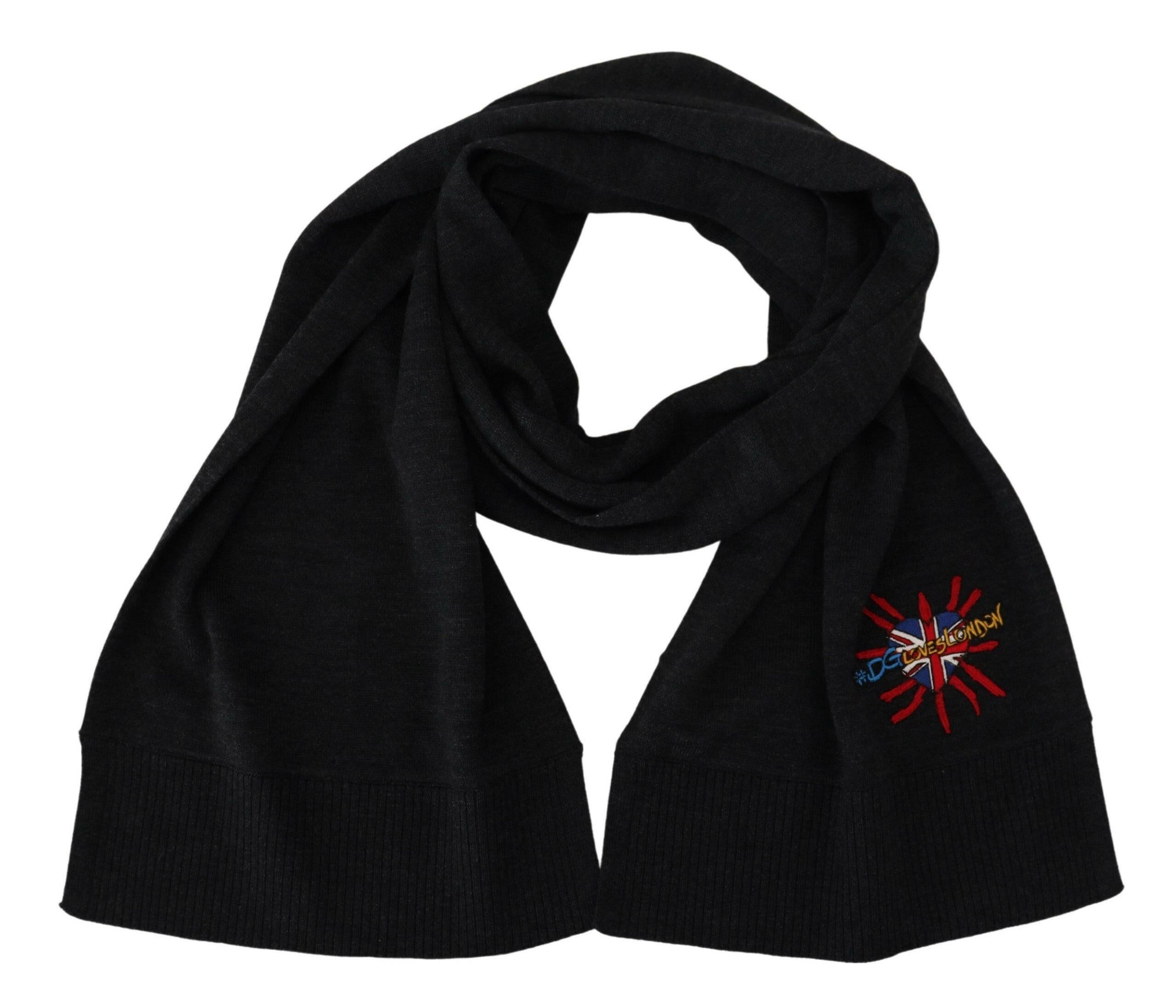 Dolce & Gabbana Black Sacred Heart #DGLovesLondon Wrap Scarf.