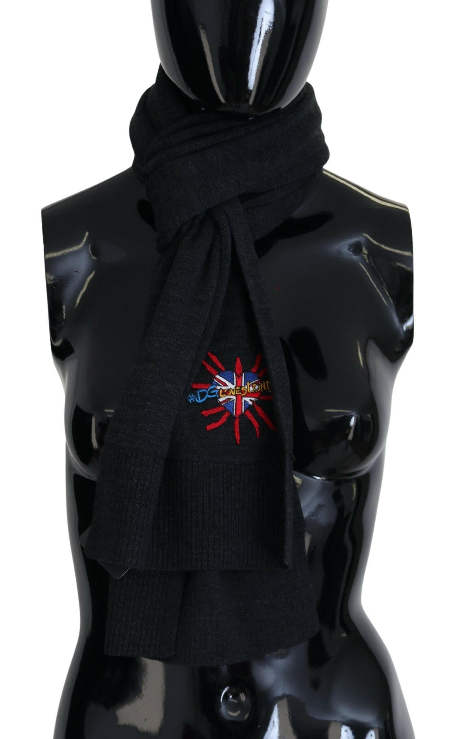 Dolce & Gabbana Black Sacred Heart #DGLovesLondon Wrap Scarf.