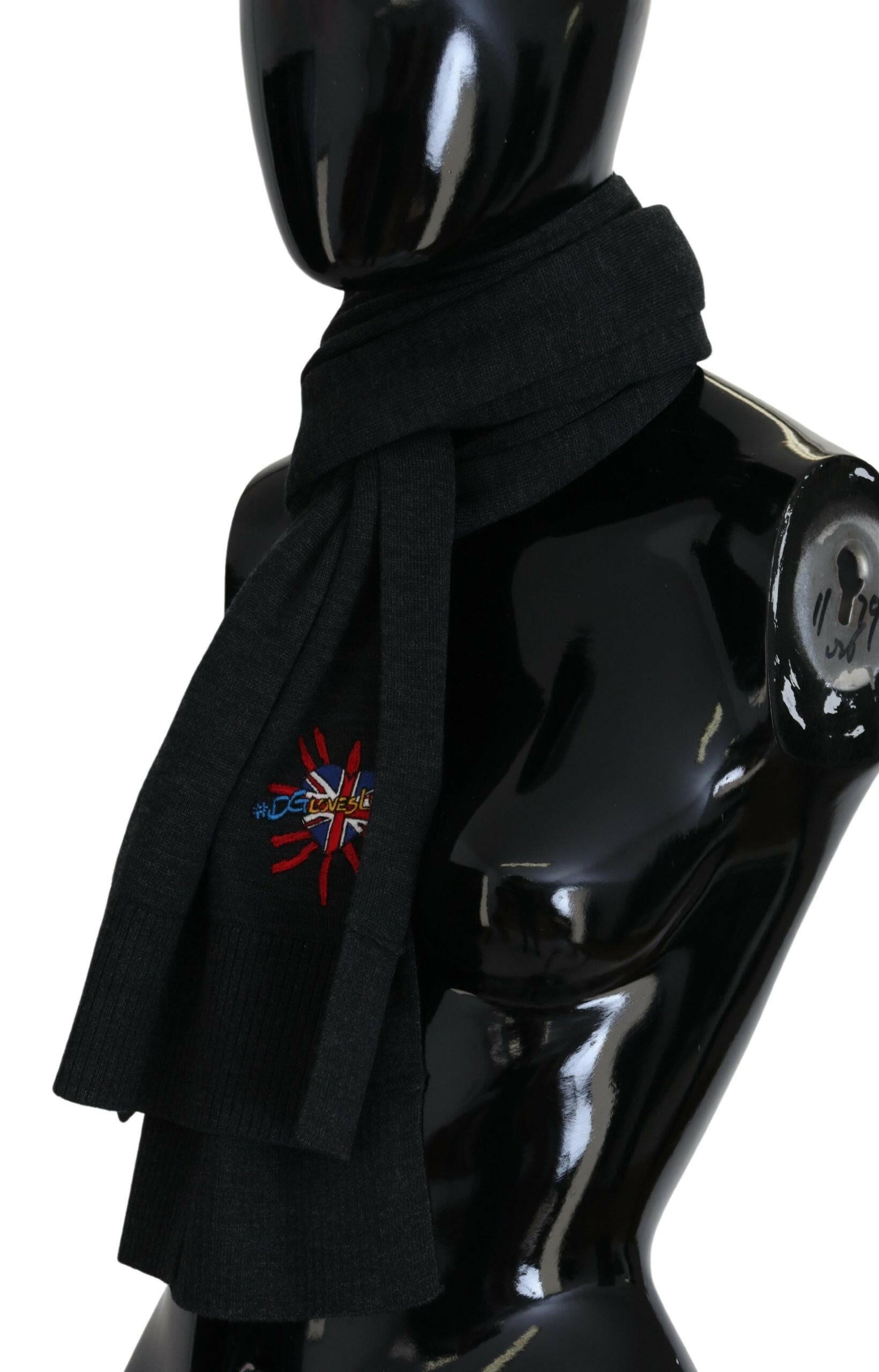 Dolce & Gabbana Black Sacred Heart #DGLovesLondon Wrap Scarf.