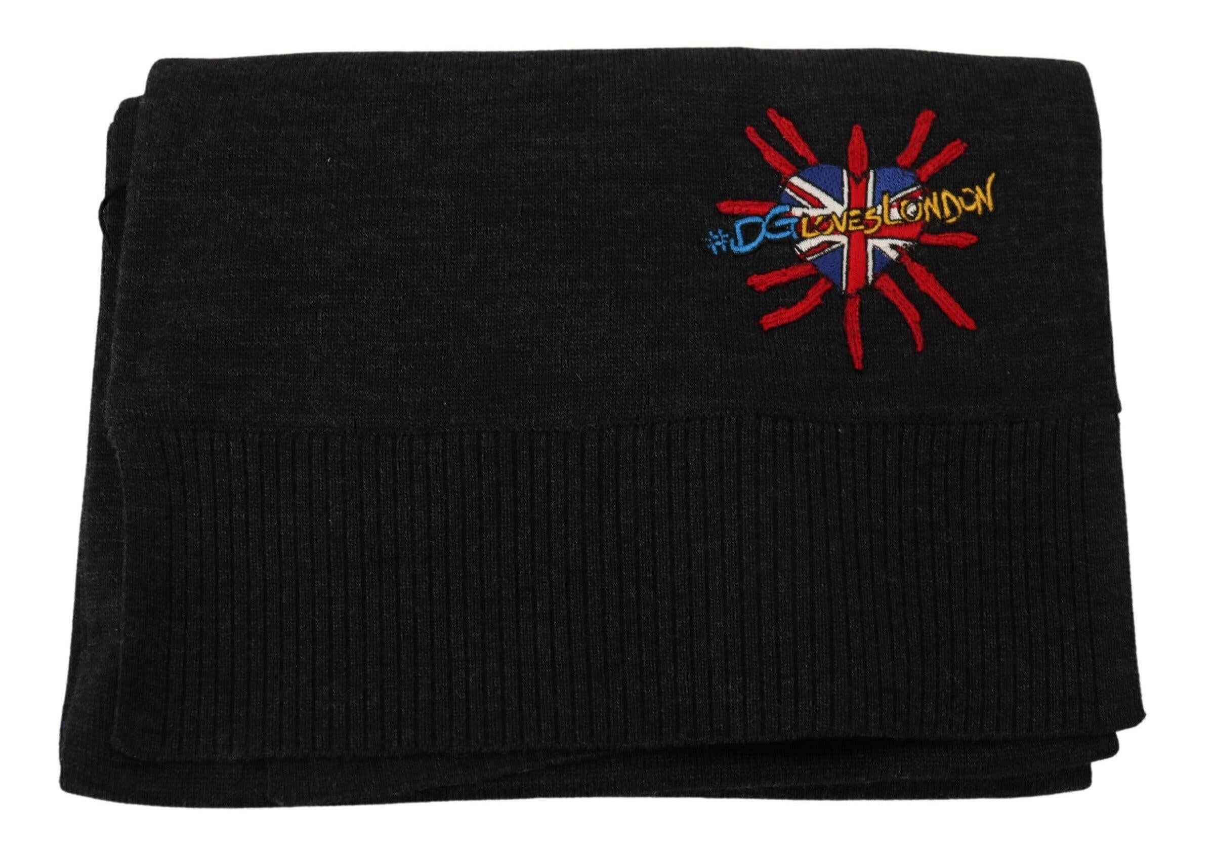 Dolce & Gabbana Black Sacred Heart #DGLovesLondon Wrap Scarf.