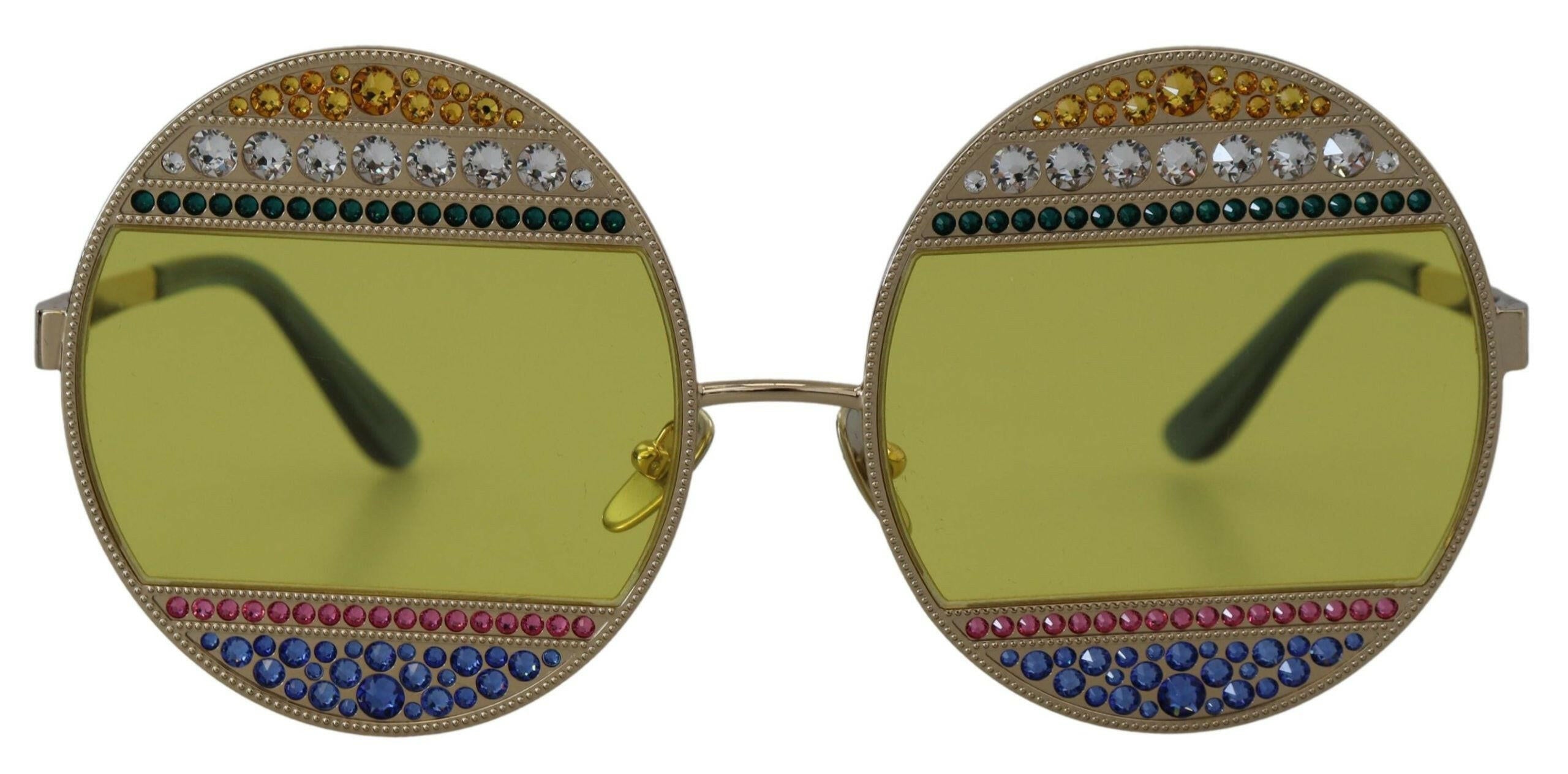 Dolce & Gabbana Gold Oval Metal Crystals Shades DG2209B Sunglasses.