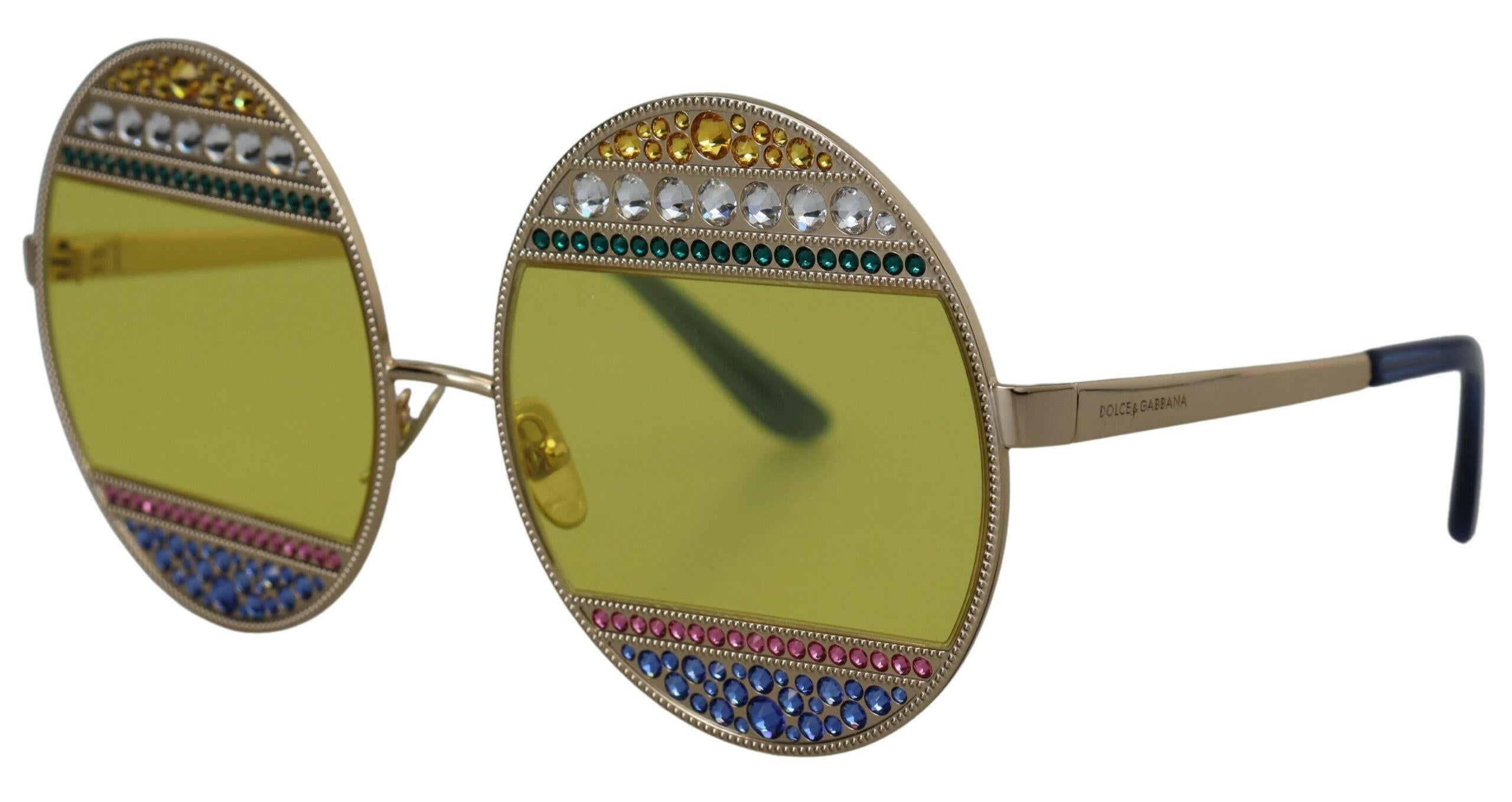 Dolce & Gabbana Gold Oval Metal Crystals Shades DG2209B Sunglasses.