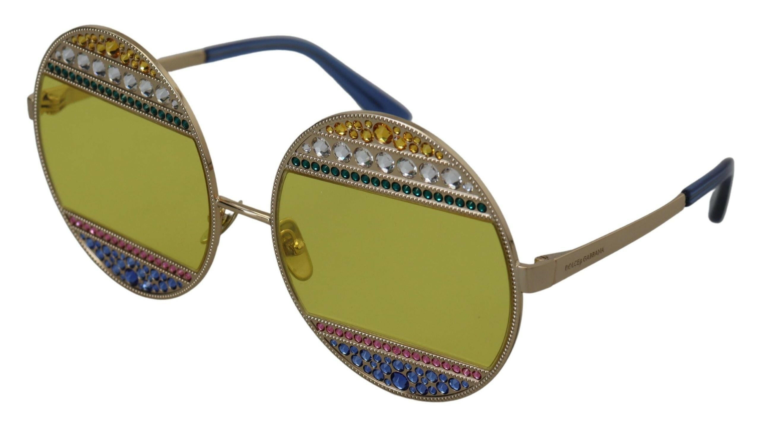 Dolce & Gabbana Gold Oval Metal Crystals Shades DG2209B Sunglasses.