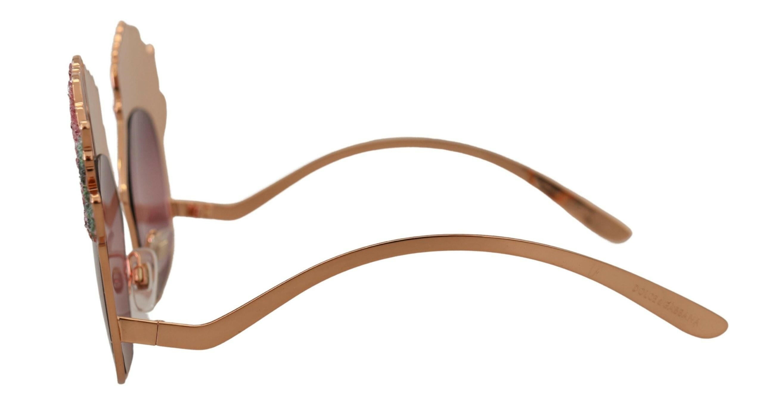 Dolce & Gabbana Pink Gold Rose Sequin Embroidery DG2202 Sunglasses.