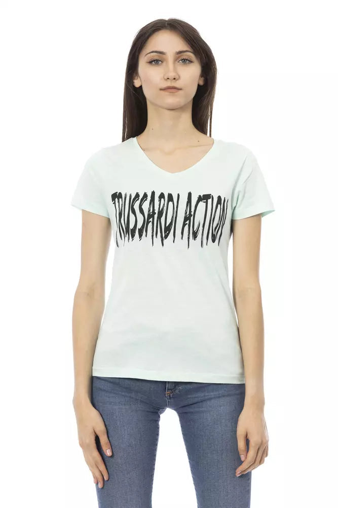 Trussardi Action Light Blue Cotton Women Top.