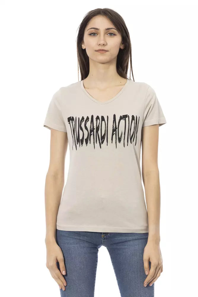 Trussardi Action Beige Cotton Women T-Shirt.