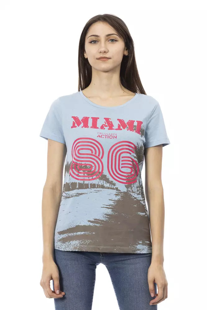 Trussardi Action Light Blue Cotton Women T-Shirt.