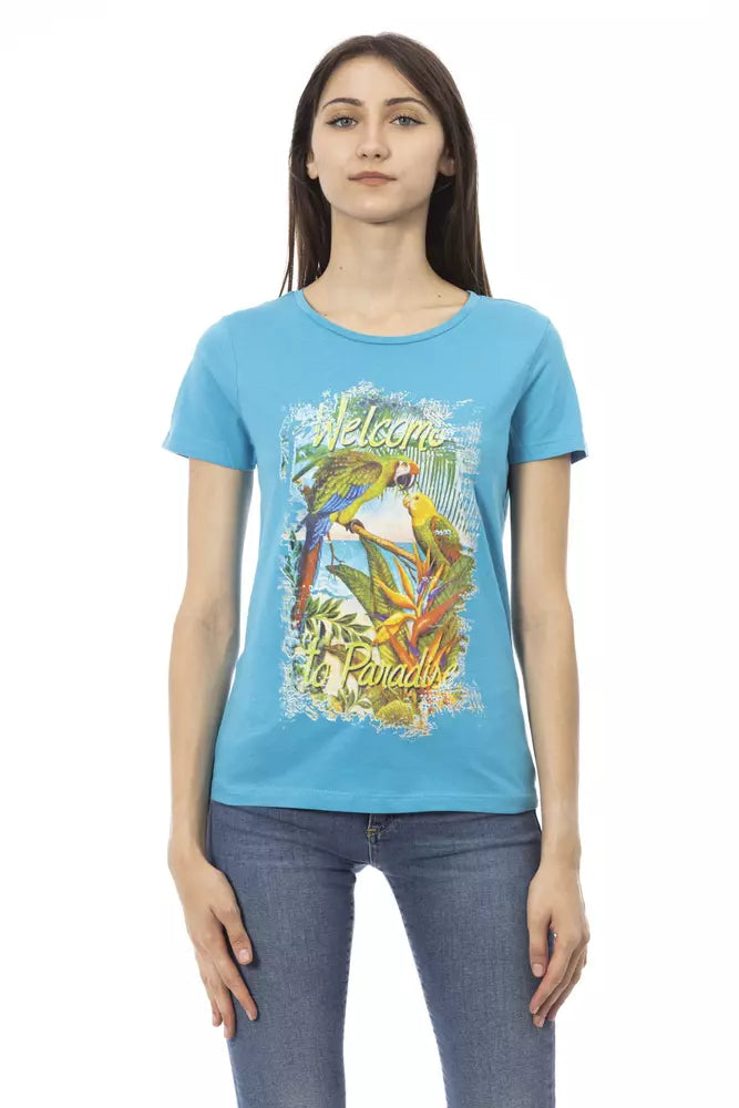 Trussardi Action Light Blue Cotton Women T-Shirt.