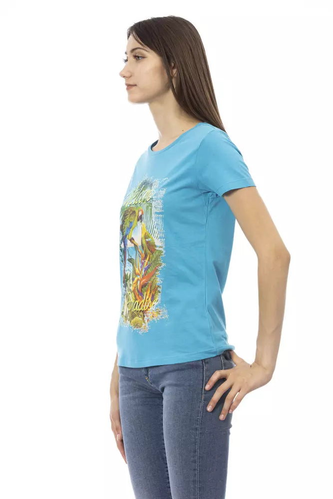 Trussardi Action Light Blue Cotton Women T-Shirt.