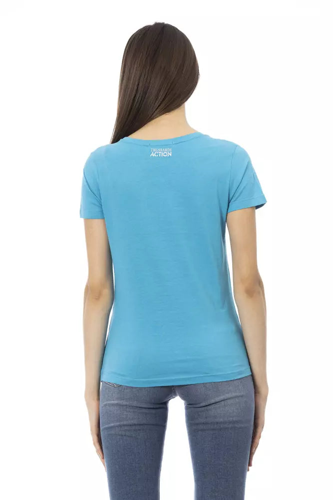 Trussardi Action Light Blue Cotton Women T-Shirt.