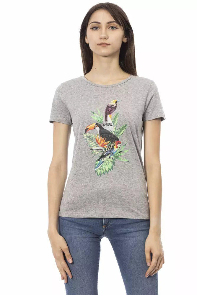 Trussardi Action Gray Cotton Women T-Shirt.