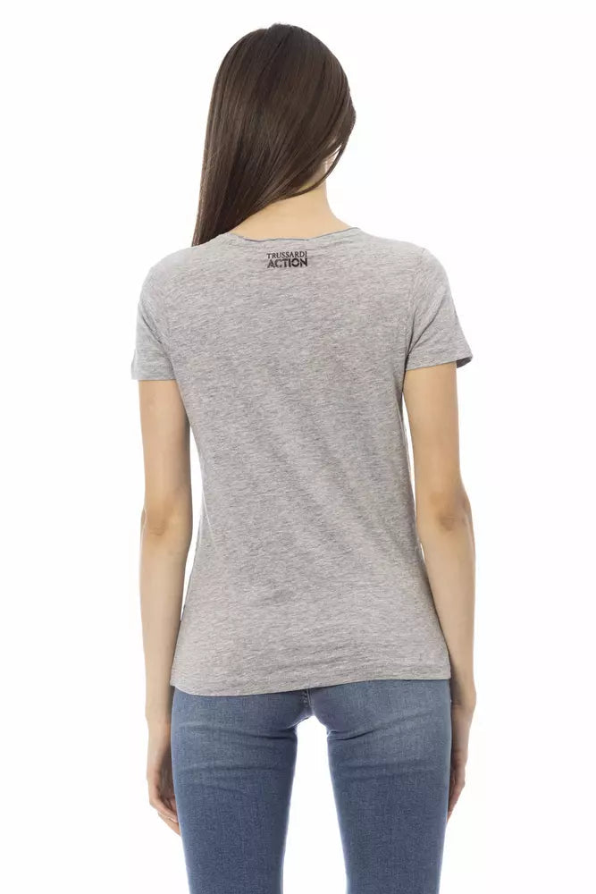 Trussardi Action Gray Cotton Women T-Shirt.