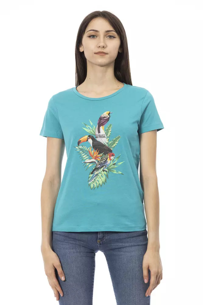Trussardi Action Light Blue Cotton Women T-Shirt.