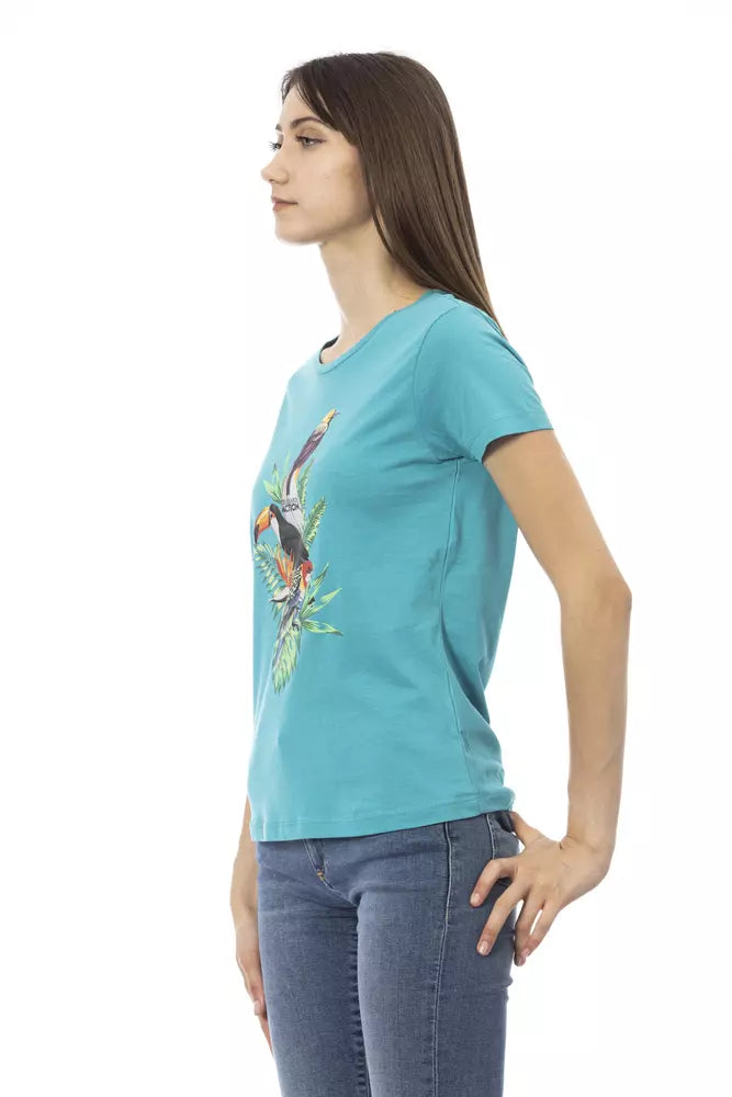 Trussardi Action Light Blue Cotton Women T-Shirt.
