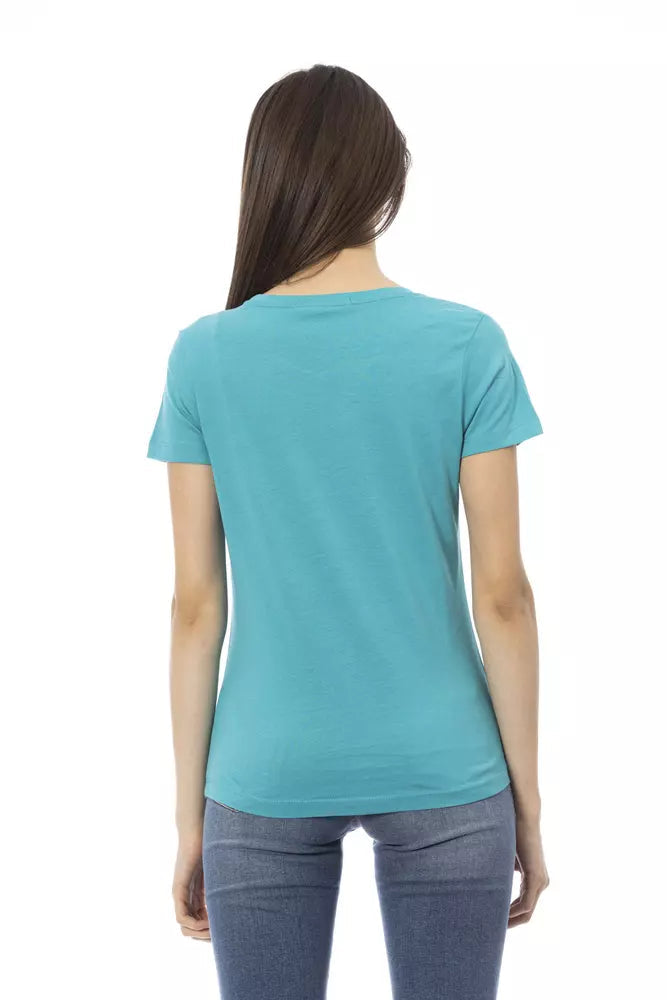 Trussardi Action Light Blue Cotton Women T-Shirt.