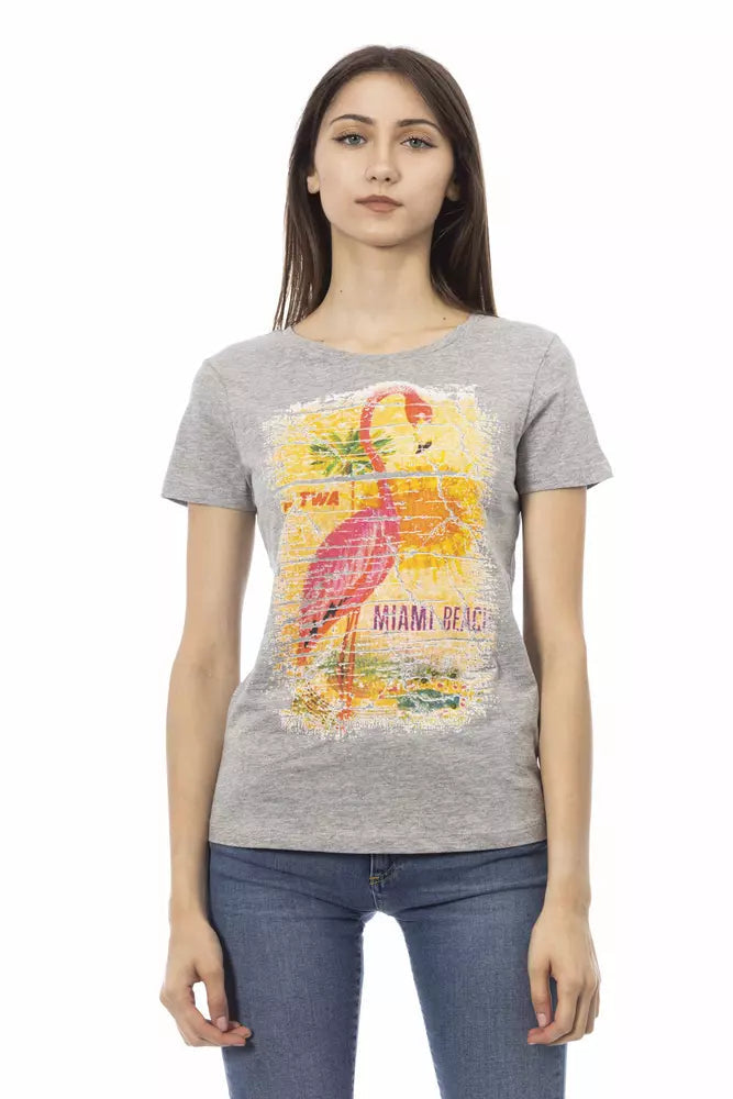 Trussardi Action Gray Cotton Women T-Shirt.