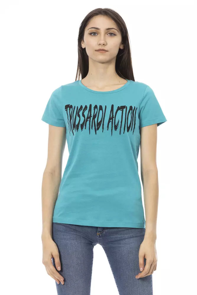 Trussardi Action Light Blue Cotton Women T-Shirt.