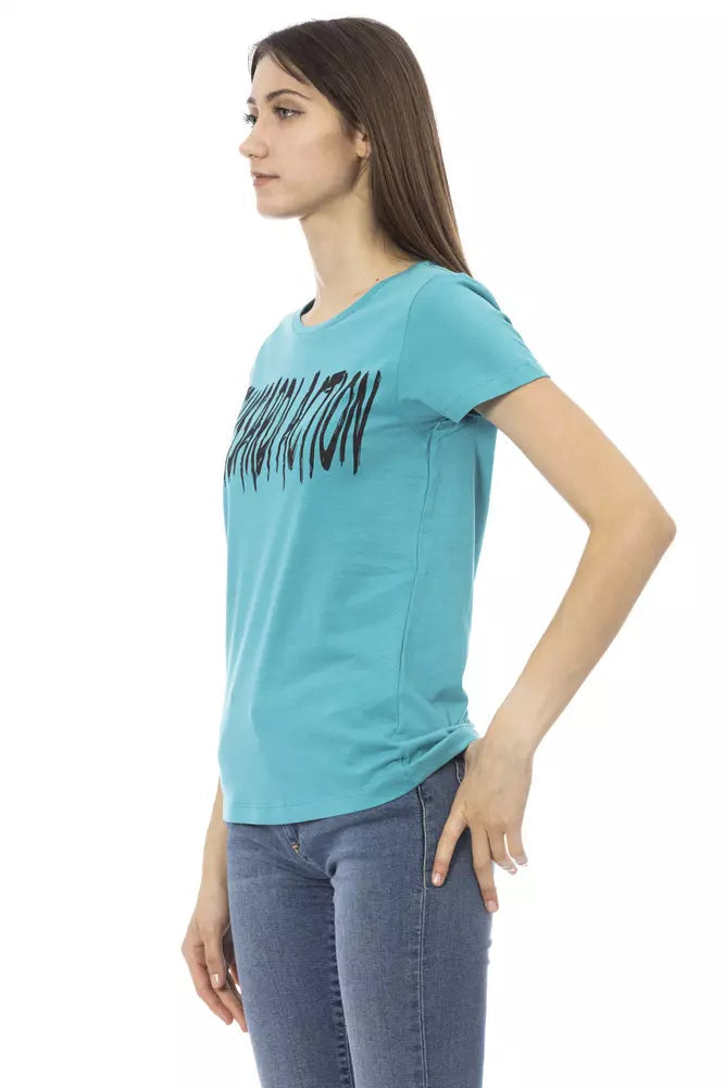 Trussardi Action Light Blue Cotton Women T-Shirt.
