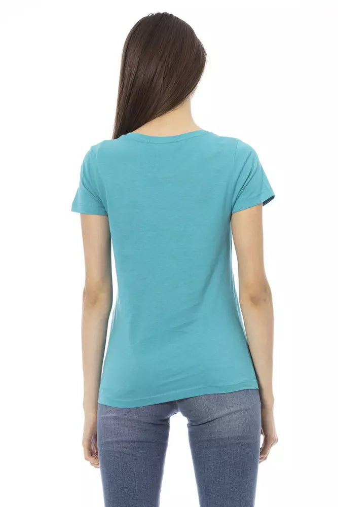 Trussardi Action Light Blue Cotton Women T-Shirt.