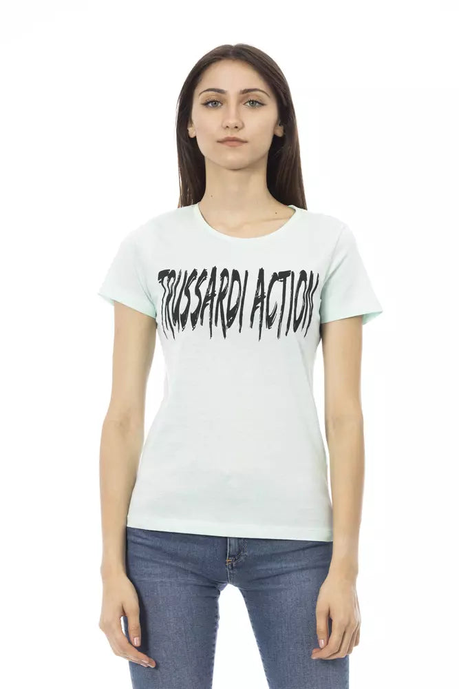 Trussardi Action Light Blue Cotton Women T-Shirt.